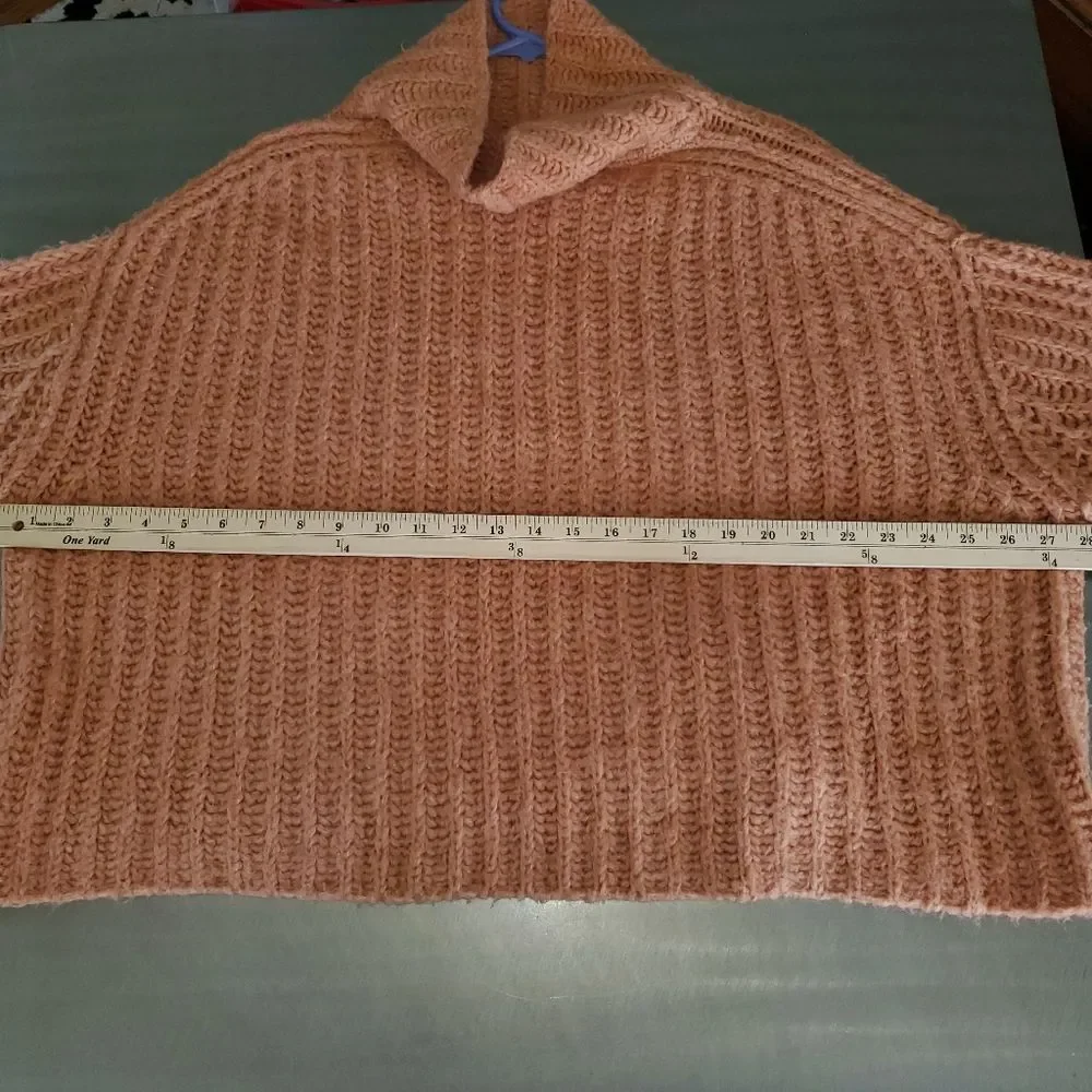 Free People Fluffy Fox Sweater Papaya Alpaca Wool Blend cowl neck chunky XS
